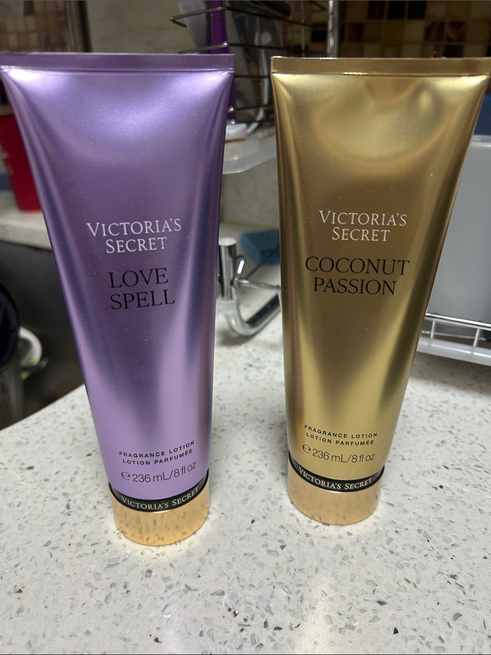 Victoria's Secret Love Spell & Coconut Passion Lotions - Purple & Gold Tubes